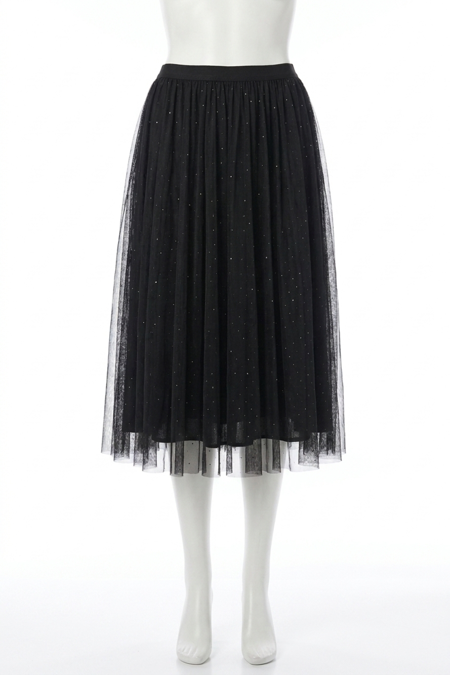 NEW MOLLY BRACKEN tulle knit mesh skirt in black